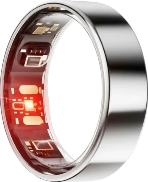 Nexum Ring in gebürstetem Silber, Innenseite mit Sensorbereich sichtbar.